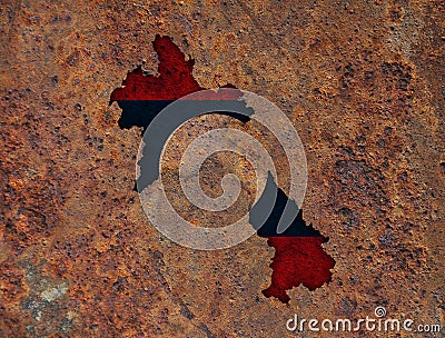 Map and flag of Laos on rusty metal Stock Photo