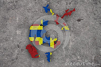 Map and flag of Orkney on weathered concrete Stock Photo