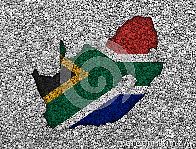 Map and flag of South Africa on poppy seeds Stock Photo