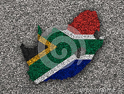 Map and flag of South Africa on poppy seeds Stock Photo