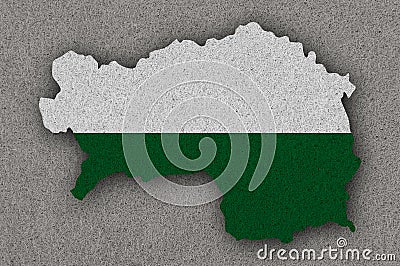 Map and flag of Styria on felt Stock Photo