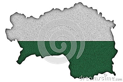 Map and flag of Styria on felt Stock Photo