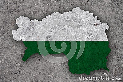 Map and flag of Styria on weathered concrete Stock Photo