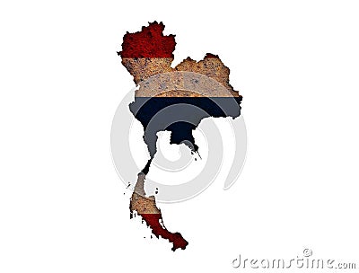 Map and flag of Thailand on rusty metal Stock Photo