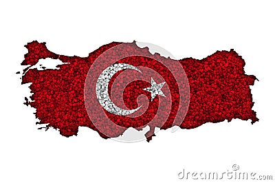 Map and flag of Turkey on poppy seeds Stock Photo
