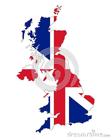 Map and flag of United Kingdom Vector Illustration