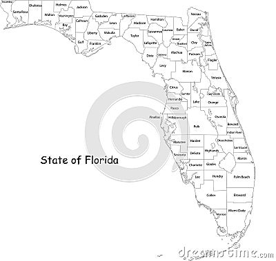 Map of Florida state Cartoon Illustration