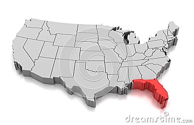 Map of Florida state, USA Stock Photo