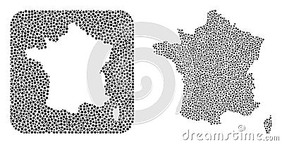 Map of France - Dotted Mosaic with Hole Vector Illustration