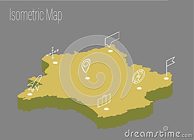 Map France isometric concept Vector Illustration