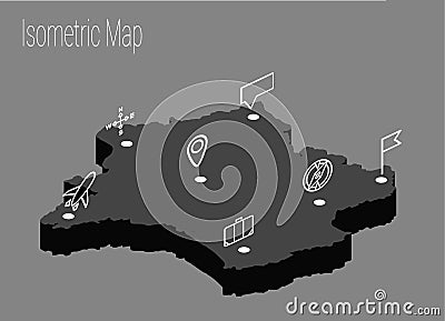 Map France isometric concept Vector Illustration