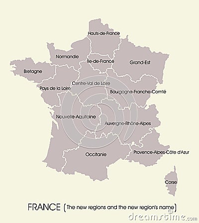 Map of France with the new regions Vector Illustration