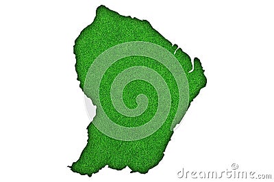 Map of French Guiana on green felt Stock Photo