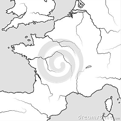 Map of The FRENCH Lands: France, Provence, Normandie, Occitanie, Aquitaine, Lorraine. Geographic chart. Vector Illustration