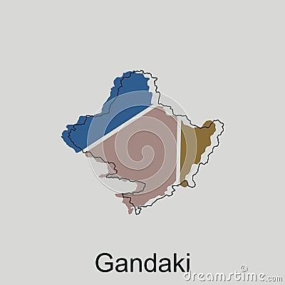 Map of Gandaki geometric outline illustration design, country of Nepal map vector design template Vector Illustration