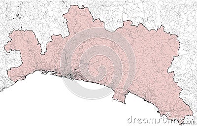 Map of Genoa province, roads, ring roads and highways. Italy. Vector Illustration