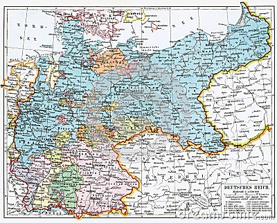 Map of German Empire Deutsches Kaiserreich. Stock Photo