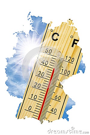 map of Germany as symbol for heat and dryness and climate change. Stock Photo