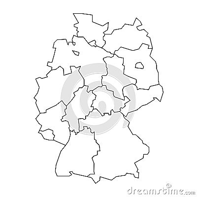 Map of Germany devided to 13 federal states and 3 city-states - Berlin, Bremen and Hamburg, Europe. Simple flat blank Vector Illustration