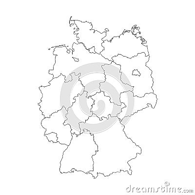Map of Germany divided to federal states Vector Illustration