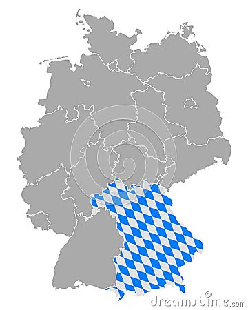 Map of Germany with flag of Bavaria Vector Illustration