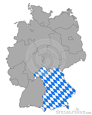 Map of Germany with flag of Bavaria Vector Illustration