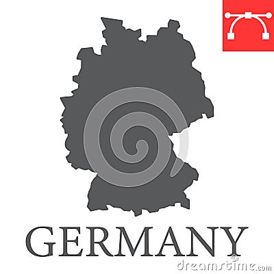 Map of Germany glyph icon, country and geography, germany map sign vector graphics, editable stroke solid icon, eps 10. Stock Photo