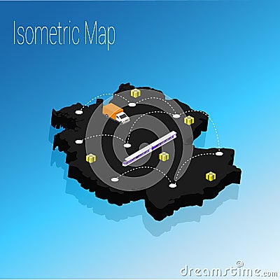 Map Germany isometric concept. Vector Illustration