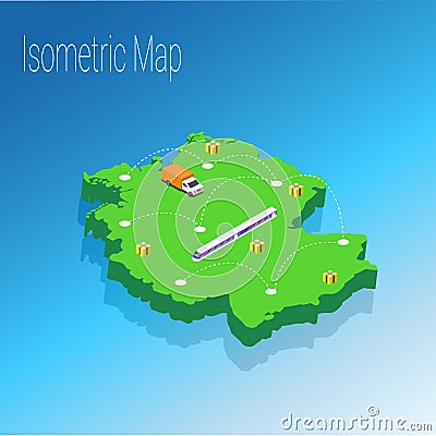 Map Germany isometric concept. Vector Illustration
