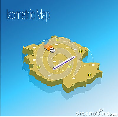 Map Germany isometric concept. Vector Illustration