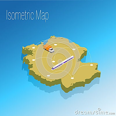 Map Germany isometric concept. Vector Illustration