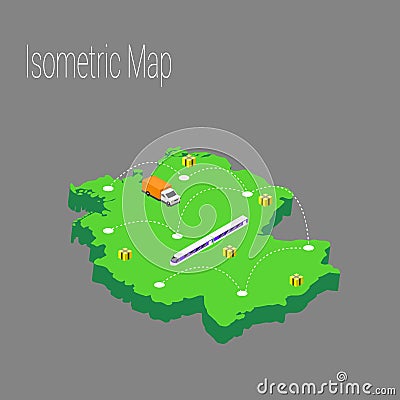 Map Germany isometric concept. Vector Illustration