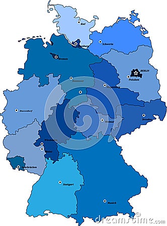 Map of germany. Without the names of lands Vector Illustration