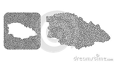 Map of Gozo Island - Dot Mosaic with Subtracted Space Vector Illustration