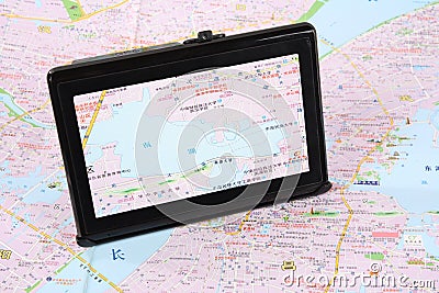 Map and gps Stock Photo