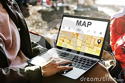 Map GPS Navigation Direction Destination Route Concept Stock Photo