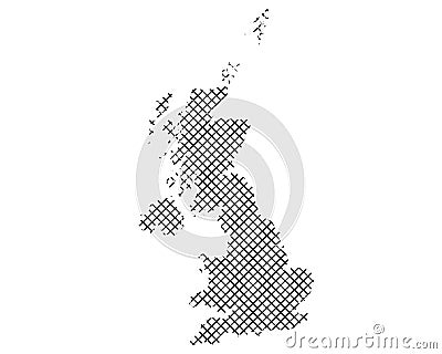 Map of Great Britain on simple cross stitch Vector Illustration