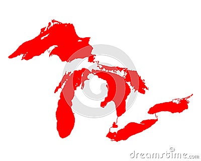 Map of Great Lakes Vector Illustration