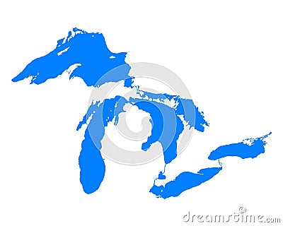 Map of Great Lakes Vector Illustration