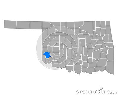 Map of Greer in Oklahoma Vector Illustration