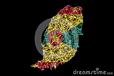 Map of Grenada, Polygonal mesh line map Stock Photo