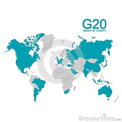 map of the Group of Twenty Vector Illustration