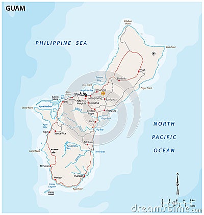 Map of Guam a non incorporated territory of the United States Vector Illustration