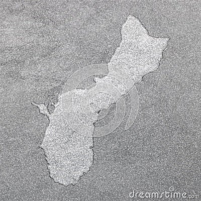 Map of Guam, silver background Stock Photo