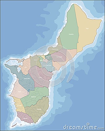 Map of Guam Vector Illustration