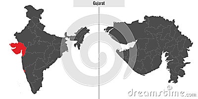 map of Gujarat state of India Vector Illustration