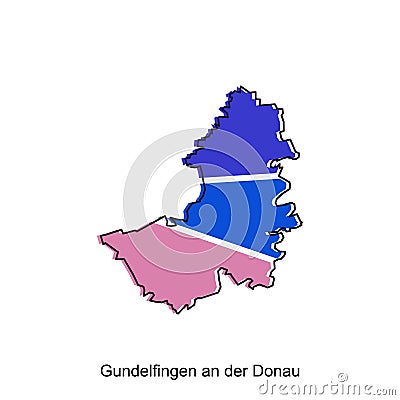 map of Gundelfingen An Der Donau geometric vector design template, national borders and important cities illustration Vector Illustration