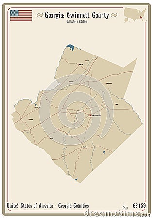 Map of Gwinnett County in Georgia Vector Illustration