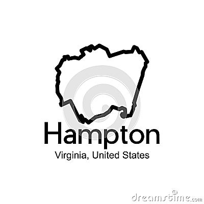 Map Of Hampton Virginia City Illustration Creative Design Vector Illustration