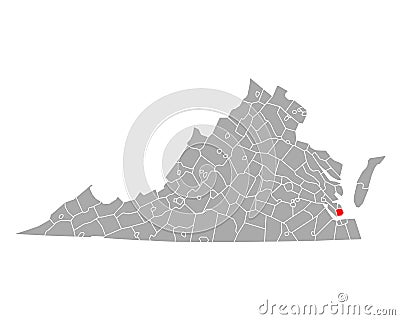 Map of Hampton in Virginia Vector Illustration